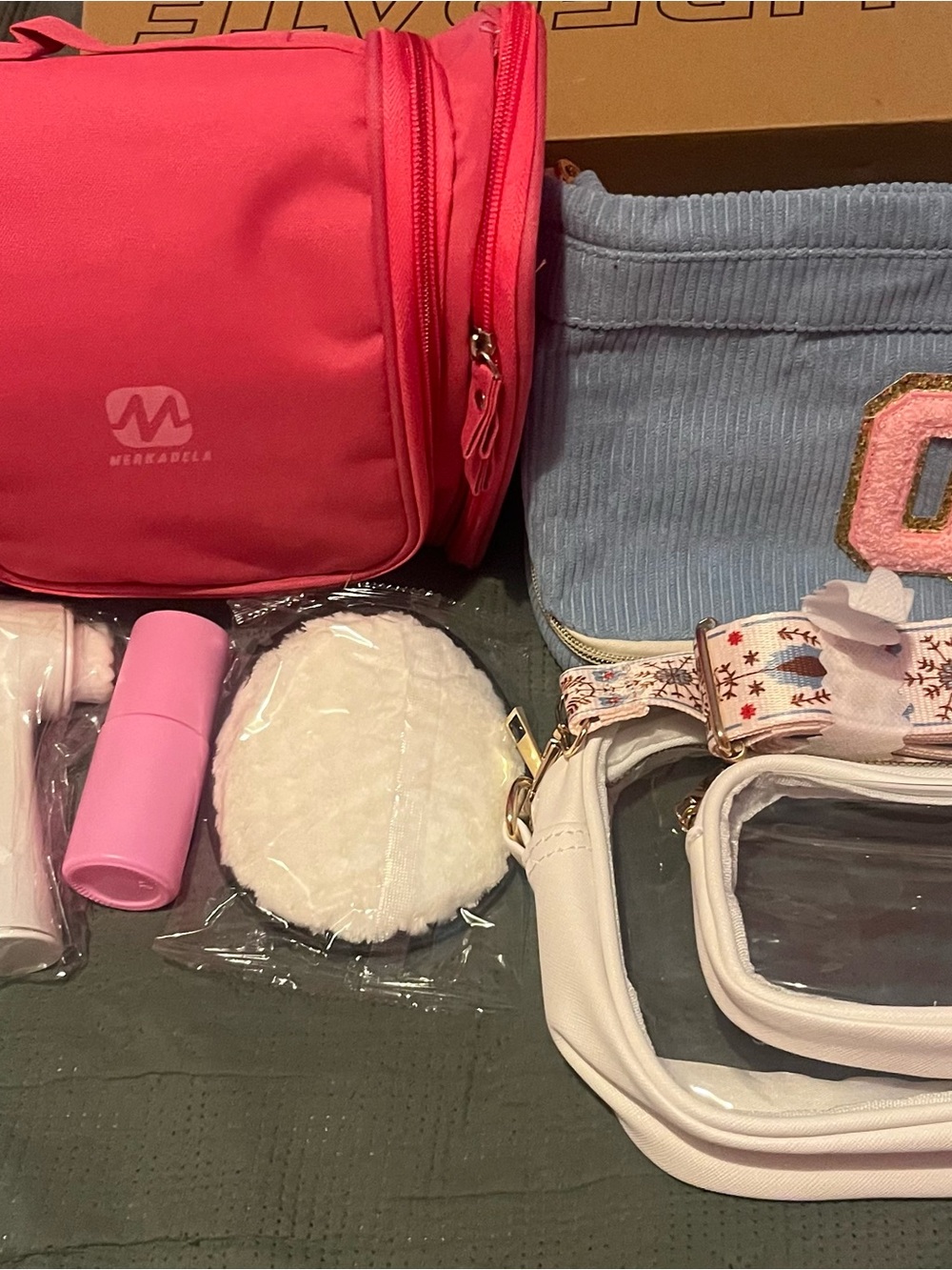 Pink Travel Cosmetic Bag - Compact Womens Toiletry Pouch, bags bundle